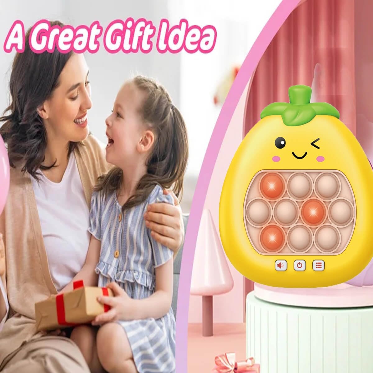 Quick Push Game Console,Pop Fidget Toys ,A Toy Game Machine That Exercises Reaction Ability and Improves Concentration | Gift Idea for Kids & Teens Boys & Girls (Pear)