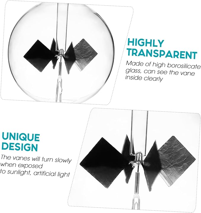 iplusmile Solar Power Radiometers, Sun Light Energy Vanes Windmill Rotating Glass Crookes Educational Teaching Study Tool for Office, Home, School