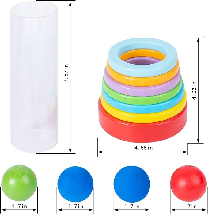 Montessori Interactive Stacking Rings and Balls for Babies 6-12 Months - Clear Tube Fun