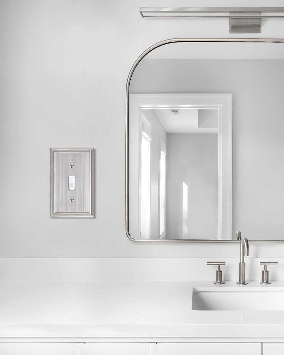 4-Pack Single Toggle Light Switch Cover Plate, Durable Solid Zinc Alloy Decorative Switch Plate Covers, Brushed Nickel 1 Gang Wall Plate, Corrosion Resistant