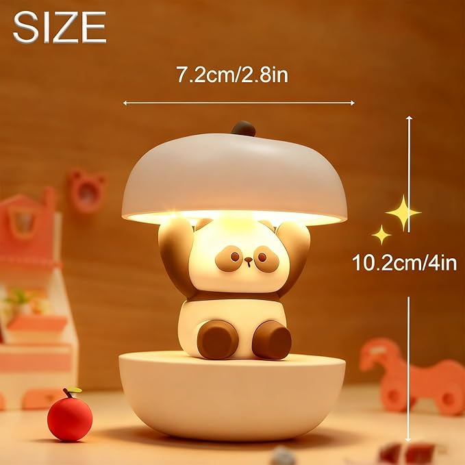 Cute Panda Night Light, LED Squishy Novelty Animal Night Lamp, 3 Level Dimmable Nursery Touch Kawaii Lamp, Birthday Christmas Gifts (USB Rechargeable) (White)
