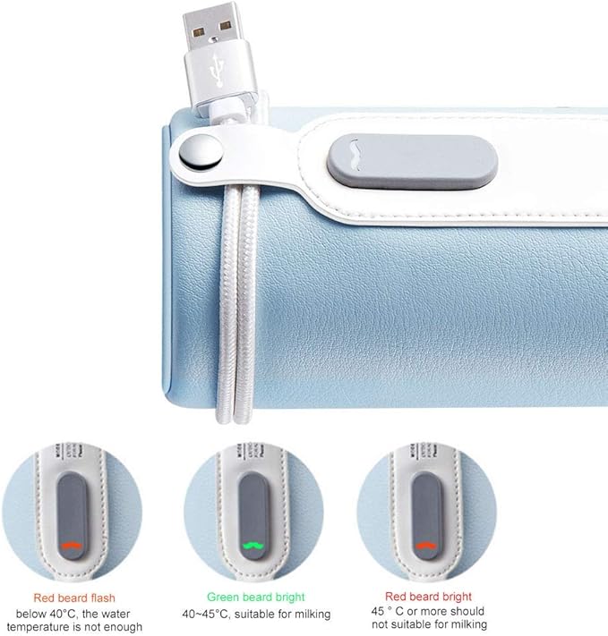 Portable Milk Warmer,Baby Bottle Warmer, USB Baby Bottle Warmer Portable Milk Travel Storage Insulation Thermostat(Blue), Baby Bottle Warmer for breastmilk car Baby Bottle Warmer Infant Feeding