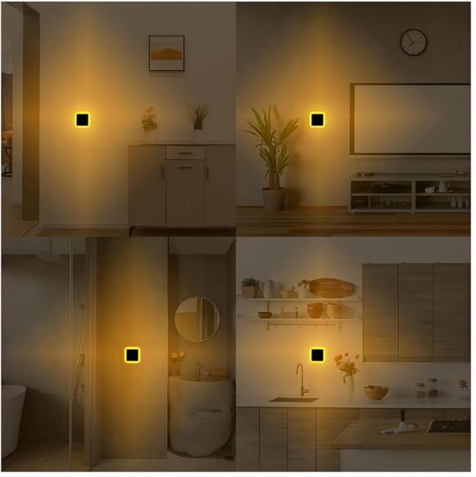 KINUR 6 Pack LED Night Light, LED Night Lights Plug into Wall with Dusk to Dawn sensors for Bathroom, Baby Nursery,Stair Lights, Hallway Light, Red, Blue, Amber