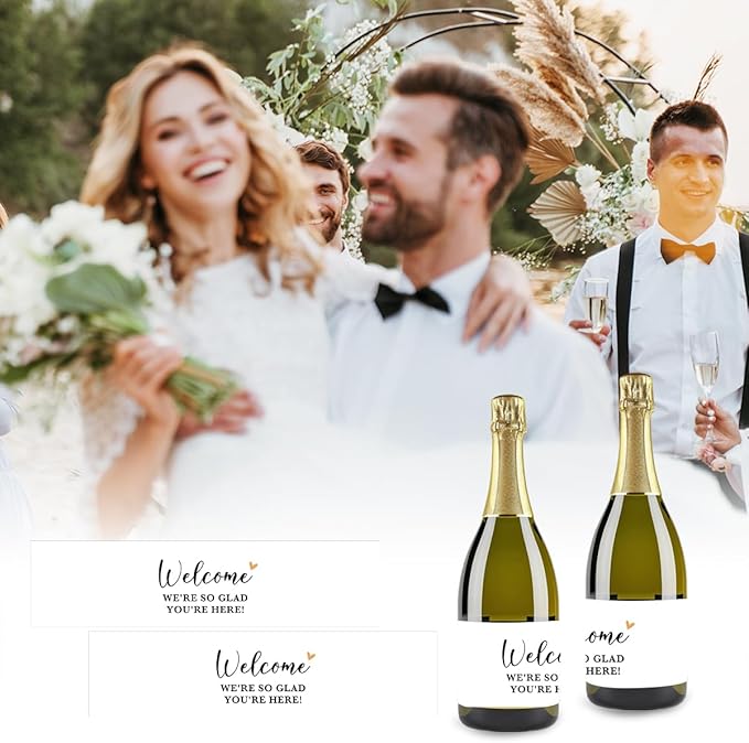 100PCS Wedding Water Bottle Labels Waterproof Greenery Floral Wraps Sticker for Water Bottle Baby Shower Bottle Label for Bridal Shower Party Welcome(White)