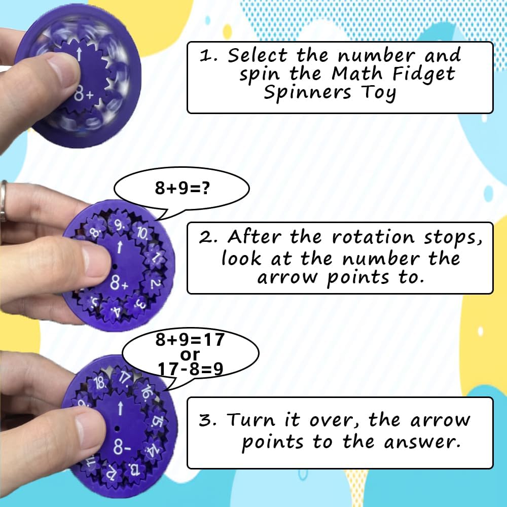 18PC Math Fidget Spinners,Math Fact Fidget Spinner,Math Multiplication Fidget toy,math fidget toy multiplication Fidget Spinner Toy for Kids.Party Supplies,Multiplication&Division&Addition&Subtraction