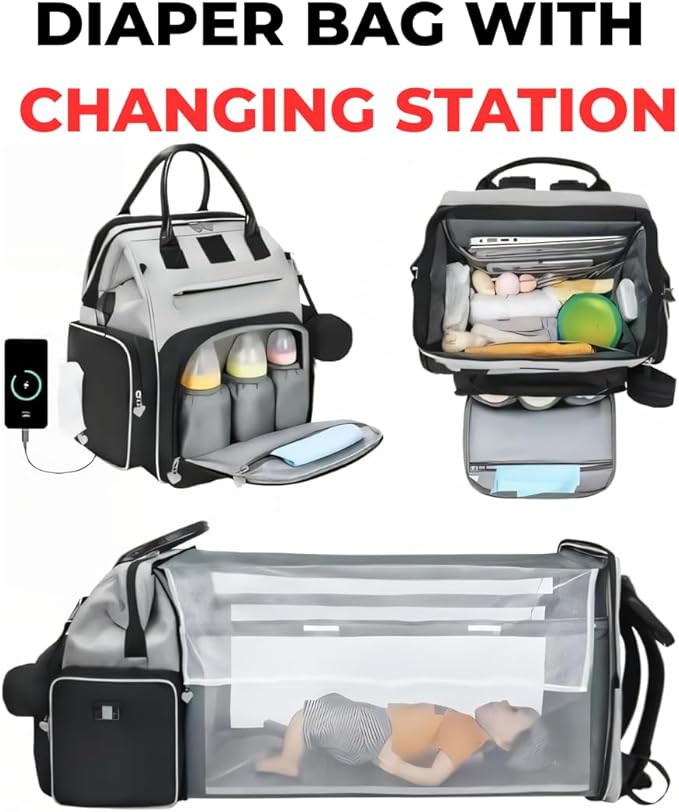 Award-Winning Eco-Friendly Smart Diaper Bag with Changing Station – 2025 Evergreen Winner, Premium All-in-One Backpack, Patent Pending, Heated Bottle Pockets, Trusted by Parents, Seen in Top USA Media
