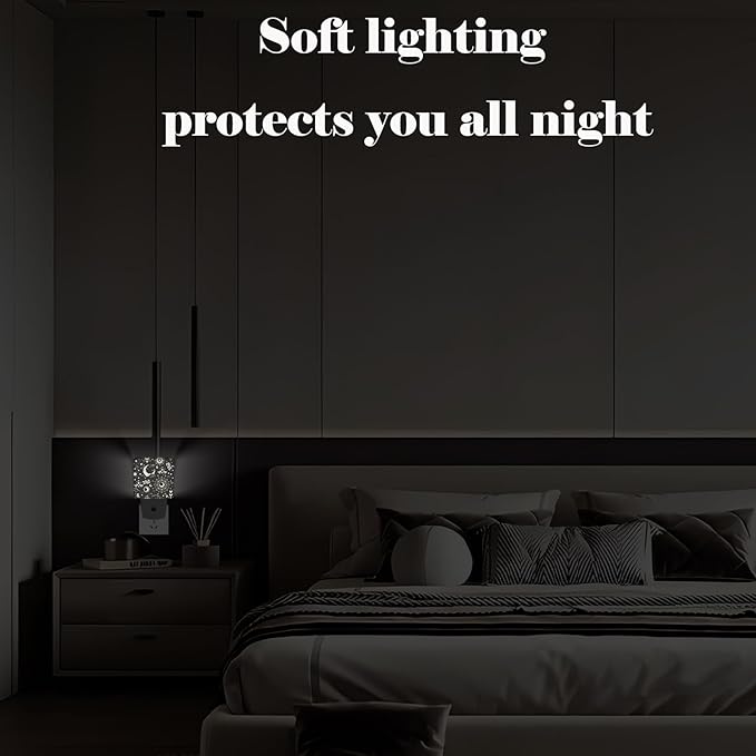 Moon and Sun Night Light,Plug-in Night Lights with Dusk-to-Dawn Sensor for Stairway,Hallway,Bedroom Sleep Friendly Ideal for Women/Girls/Boys Gift,0.5w