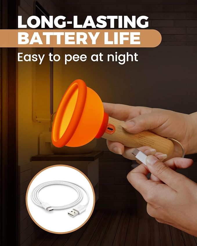 Amaredom Plunger Night Light, Cute Plunger Lamp, Wooden Bar Silicone Funny Nightlight, Rechargeable LED Funny Flashlight with 30 Minutes Timer & One Button Control, Bedroom, Washroom, Living Room