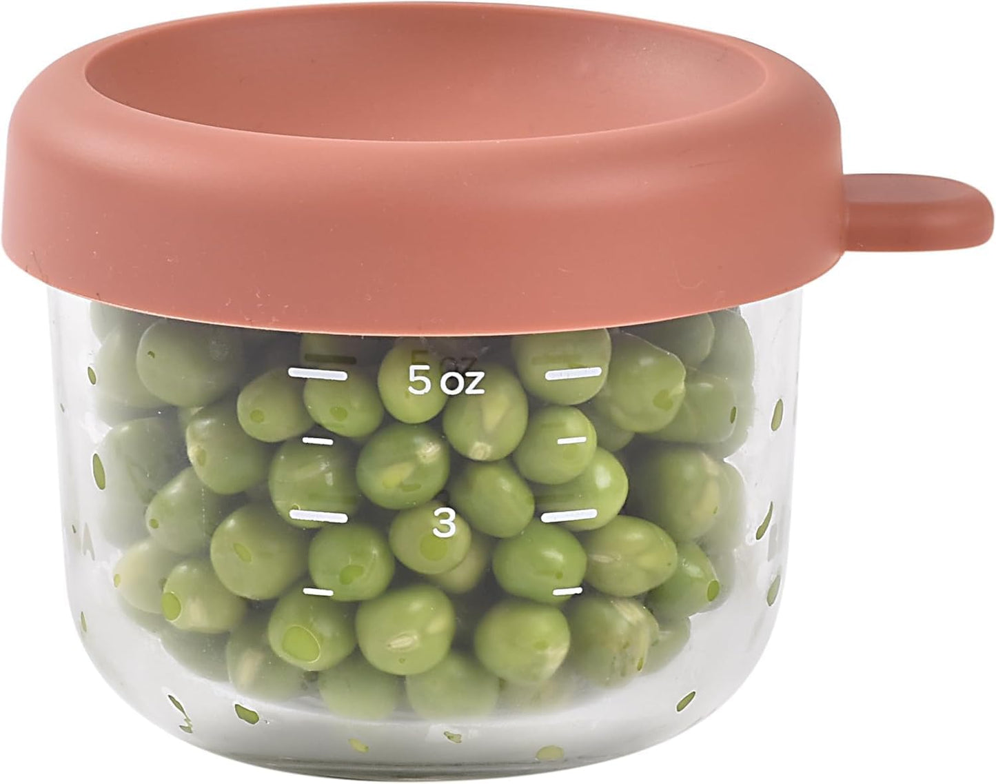 Beaba 5 oz Glass Baby Food Jars with Soft Silicone Air Tight Lids, Glass Storage Containers with Lids, Microwave and Freezer Safe Containers, Terracotta