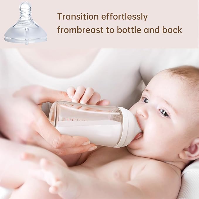 4Pack Replacement Silicone Nipple Compatible with Pigeon PP Nursing Bottle, Soft Spout Replacement for Pigeon, Easy Transition from Bottle to Cup, No Spill (SS, Newborn Flow)