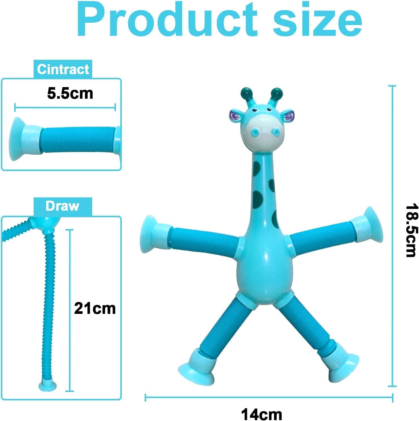 Pop Tubes Sensory Toys Pack, ADHD Fidget Toys for Classroom Treasure Box Prizes, Birthday, Easter Basket Stuffers Kids Toy (4pcs Giraffe)