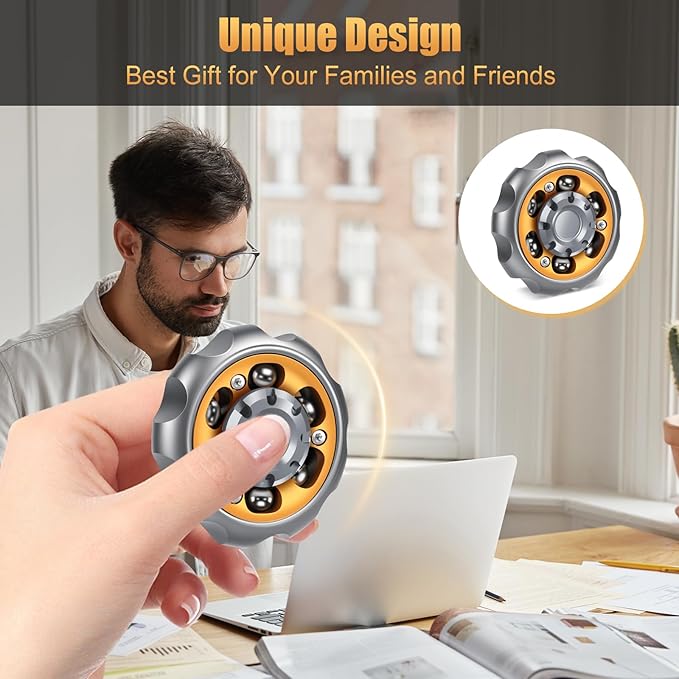 Metal Precision Fidget Spinner - Anxiety Rotator & Restless Fidget Toy, Stress-Relief Tool for Adults & Kids (Grey)