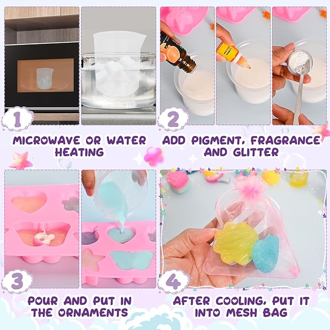 Jcoos Soap Making Kit for Kids, Make Your Own Soap Kit Soap Making Kit Science Kits for Kids, 9 Soap Mold, Soap Base, Scents, Activities Girls Crafts Christmas Gifts