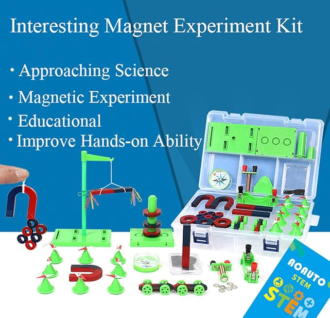 Labs Junior Science Magnetism Set for Experiment Education,70PCS STEM Magnetic Teaching Tools,Electricity Discovery Circuit and Magnetism Experiment Kits Science Educational Toys
