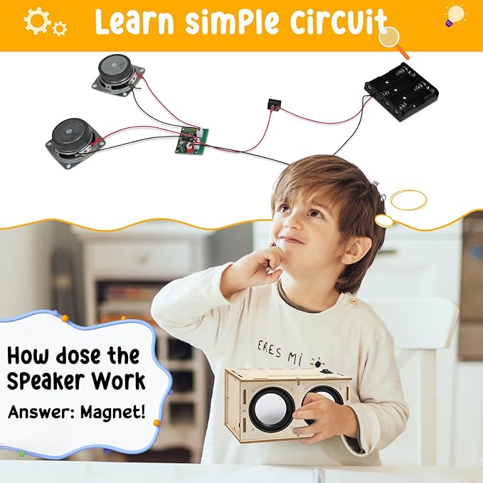 Stem Projects Toys for Boys age 8-12 12-14 Science Kit Building Own Bluetooth Speaker & FM Radio DIY Electronics Kit Science Experiments Kid 9-12 Boy Toys Birthday Gift 8 9 10 11 13 Year Old Teen Girl