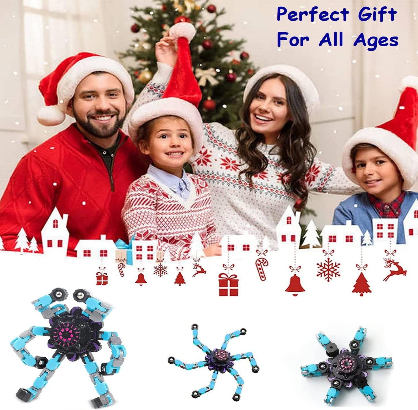Gifts for Kids 8 Packs Transformable Fingertip Chain Robot Toy DIY Deformation Robot Deformed Mechanical Toy for Kids Adults