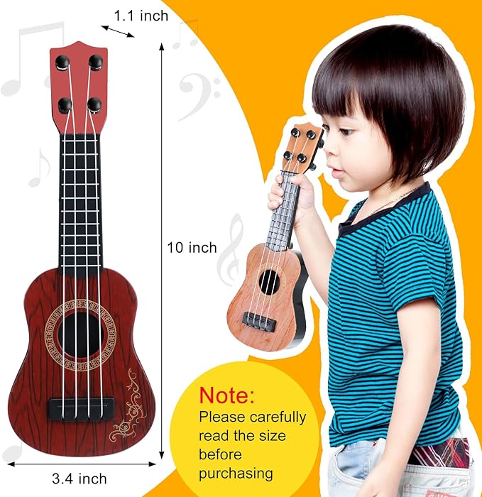 Lenwen 6 Pcs Kids Ukulele Guitar 10 Inch Kids Toy Ukulele 4 Strings Mini Guitar Children Musical Instruments Educational Learning Toy for Toddler Beginner Preschoolers Education