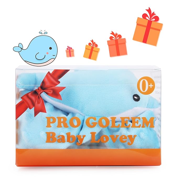 Pro Goleem Dolphin Loveys for Babies, Soft Security Blanket Baby Snuggle Toy Newborn Stuffed Animals Baby Gifts for Boys and Girls, 16 Inch