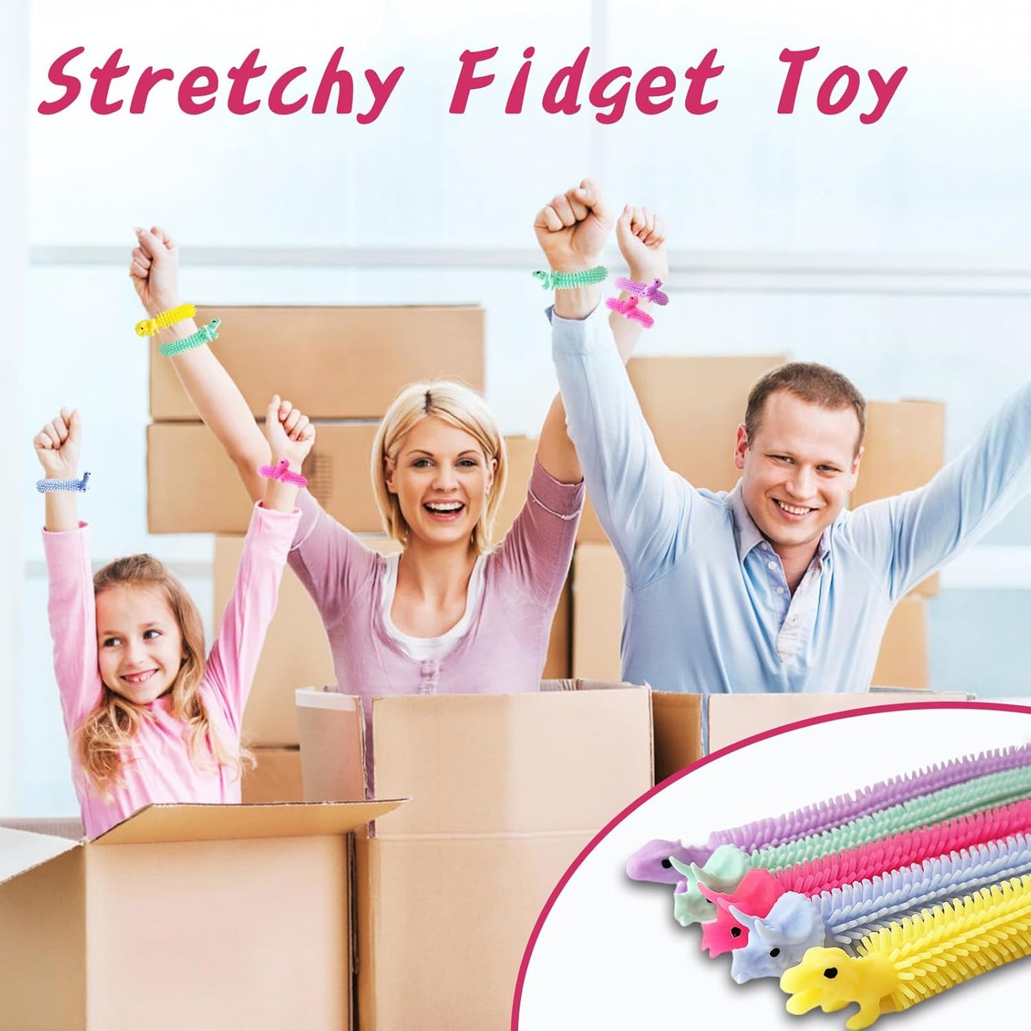 50 PCS Stretchy Fidget Toy,Sensory Fidget Stretch Toys,Colorful Sensory Stress Fidget Toys for Kids and Adults Stress Relief,Goodie Bag Fillers,Party Favor