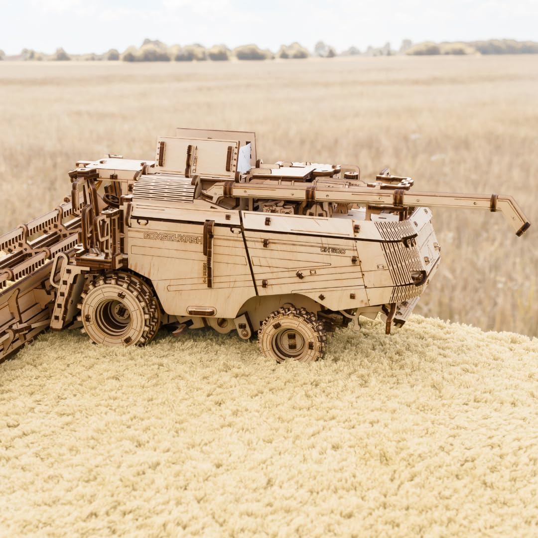 EWA Eco Wood Art Mechanical Model Grain Harvesting Combine GH800-864 pcs – Intricate Wooden Craft Kit - Sustainable DIY Assembly Kit for Adults and Teens