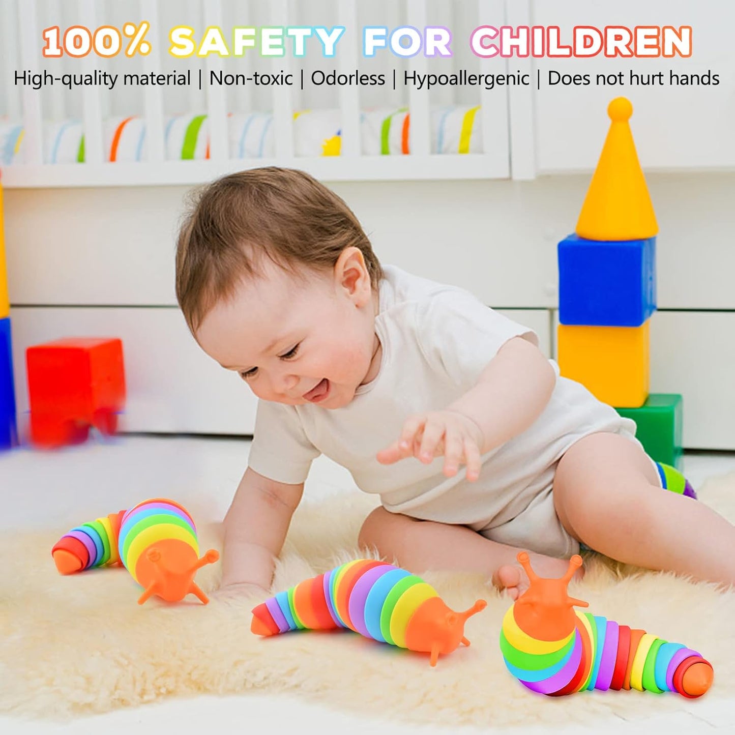 Cevioce Fidget Slug Toy, Sensory Slug Fidget Toy for Kids & Adults, 1 PC Cute Autism Sensory Toys for Autistic Children|Great Birthday Gift for Girls Boys - Easter Basket Stuffers for Toddlers Kids