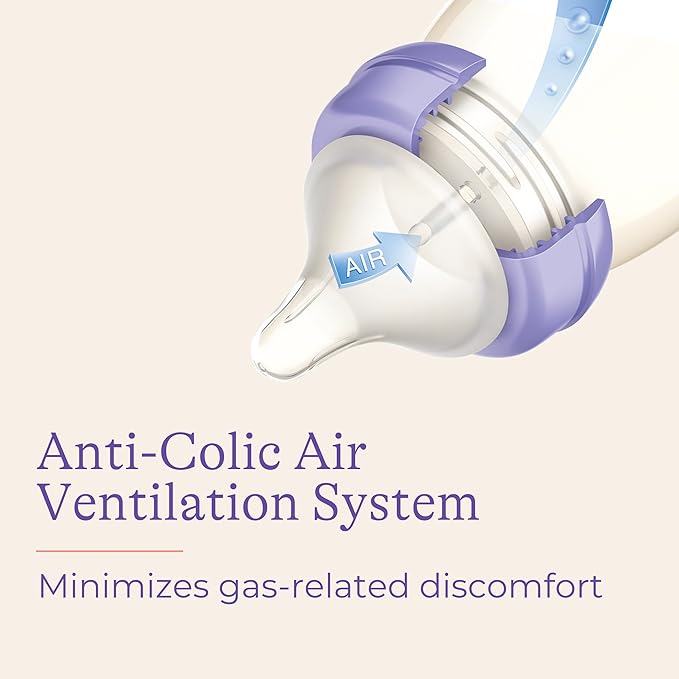 Lansinoh NaturalWave Fast Flow Nipples (2 ct) + 8 oz Anti-Colic Baby Bottles (3 ct) With Medium Flow Nipples, BPA/BPS-Free, Soft Silicone for Comfortable Feeding