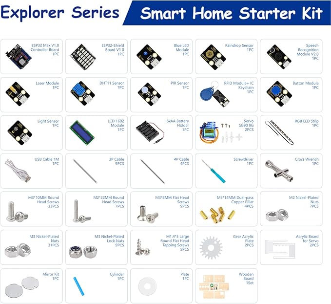 ACEBOTT ESP32 Smart Home IoT Starter Kit, STEM Kit Compatible with Arduino IDE, Stem Toys Coding Kit with House Building, Sensors & App Control, STEM Educational Kit for Kids 12+