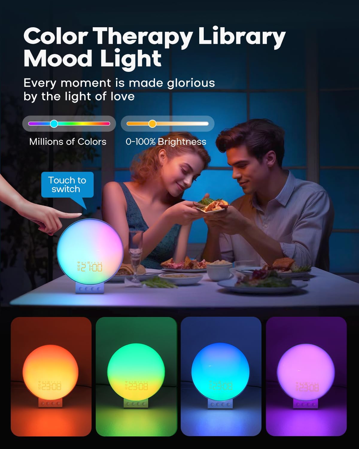 Dekala Sunrise Alarm Clock with 3-in 1 Wireless Charging Station, White Noise Sound Machine, 11 Light & 15 Sounds, Alarm Clocks for Heavy Sleepers Bedroom, Compatible with Apple Watch/Airpods/iPhone