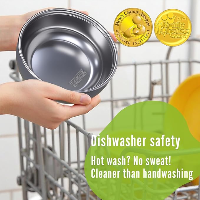 Non-Toxic Toddler Bowls with Non-Slip Base | Stainless Steel Baby Bowls for Kids | 5 Inch BPA-Free Dishwasher Safe Bowls | Mess-Free Feeding Supplies | 4-Pack Set