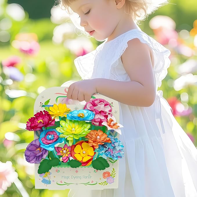 Paper Flower Science Kit, Kids DIY Arts and Crafts Color Changing Flowers Set, Flower-Dyeing Science Kits for Kids Age 8-12, Magic Flowers Paper for Girls 6 7 8 9 10 11 yr Christmas Birthday Gift