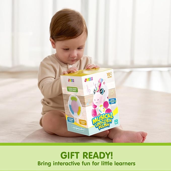 JOYIN Musical Unicorn Plush Baby Toy, Stuffed Animal with Music & Light, Baby Musical Soft Plush Toys for Infant Babies, Christmas Birthday Gifts for Boys and Girls 6+ Months