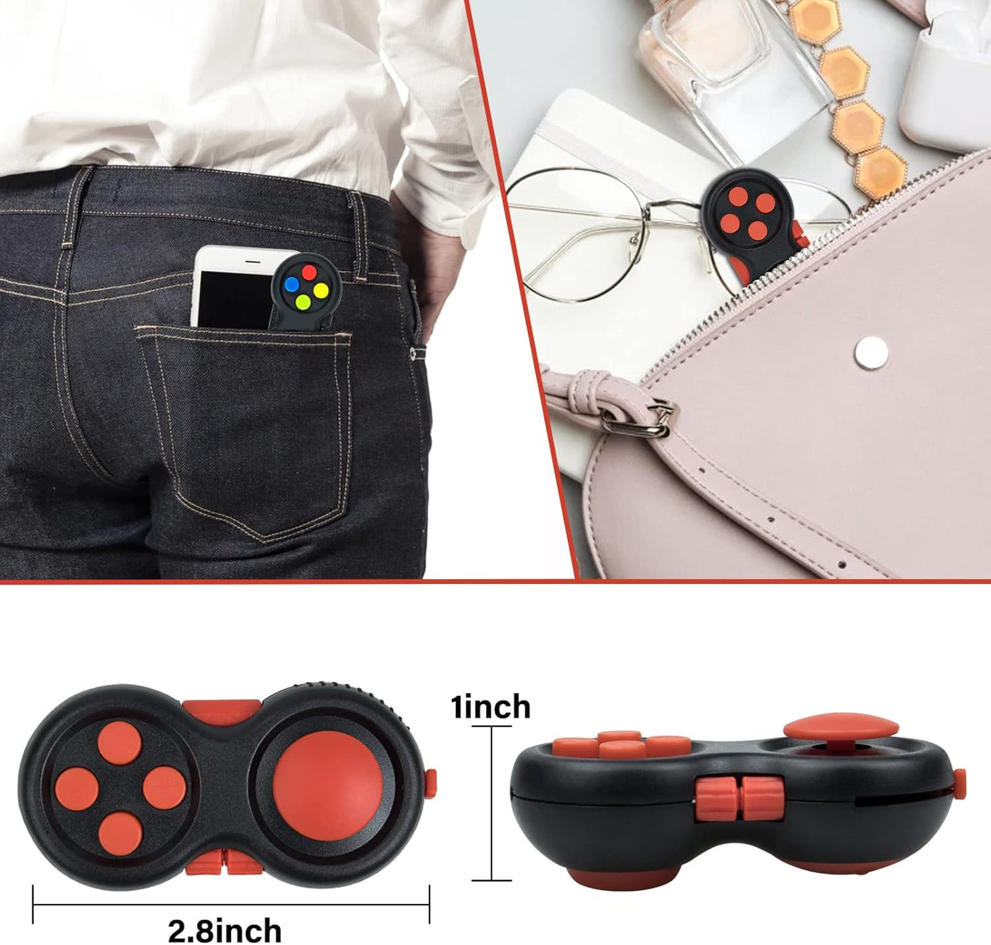 WTYCD Original Fidget Toy Game, Rubberized Classical Controller Fidget Concentration Toy with 8-Fidget Functions and Lanyard - Excellent for Relieving Stress and Anxiety