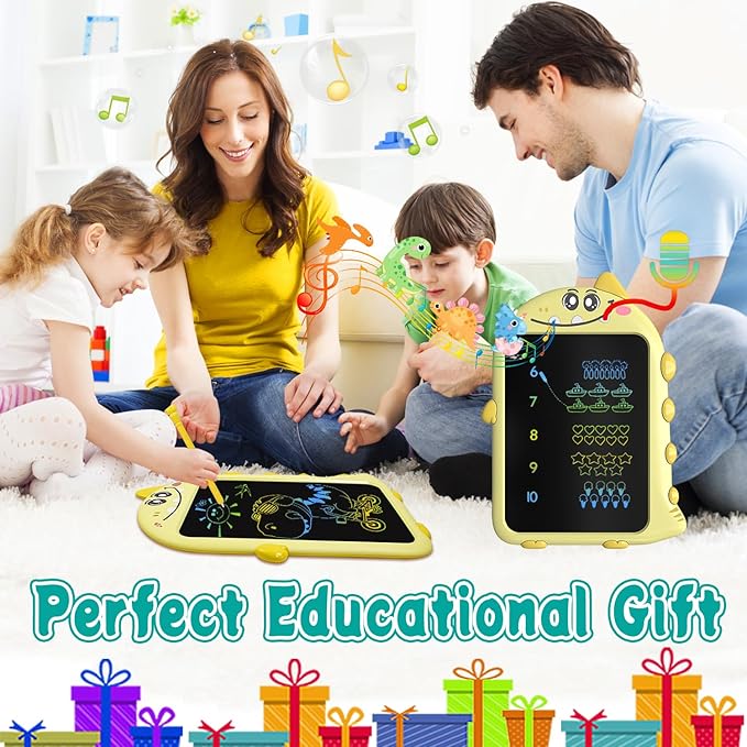 10inch LCD Writing Tablet with Record, Dino Sounds, Type-C Rechargeable,Doodle Board Toddler Learning Toys for 2-6 Kids Christmas Birthday Gift for Quiet Play in Hotel, Airplanes...