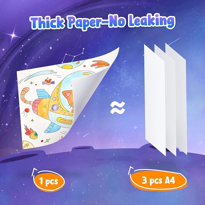 JoyCat Paint with Water Coloring Books, Art & Craft Activity, No Mess Art for Kids Ages 4-8, Craft Kits & Supplies, DIY Creative Activity, Presents for Girls & Boys (Space)