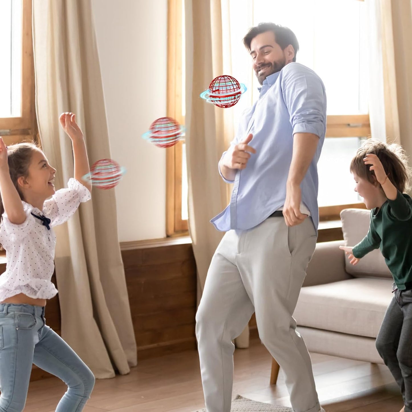 Flying Orb Ball 2024 Upgraded - Hover Orb Magic Light Up Orb Flying Spinner Mini Drone Cosmic Globe for Kids Teens Adults Orbit Ball Flying Ball for Birthday Gift Family Gatherings Christmas (Red)