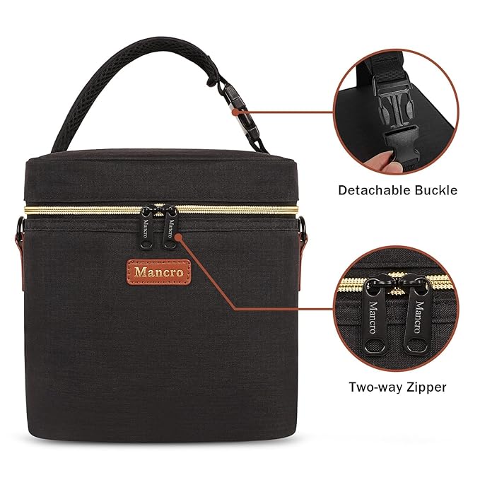 Mancro Breast Milk Cooler Bag with Ice Pack, Baby Bottle Bag Holds 6 Bottles Up to 9oz, Leak-Proof Insulated Storage for Nursing Moms, Daycare or Travel, Pink & Beige