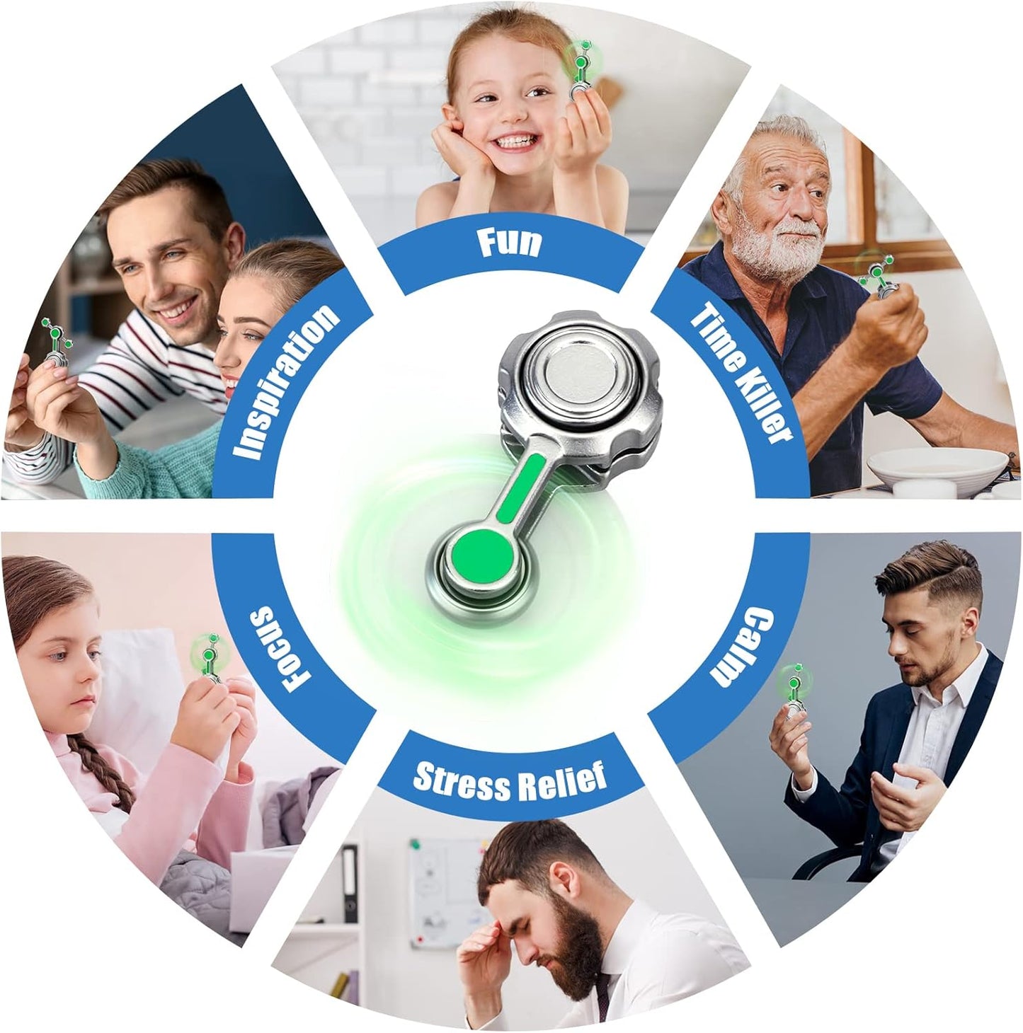 Cool Gear Fidget Spinner Metal Toy Gift for Kids Adults, Luminous Hand Finger Spinner Block Fingertip Spinning Top, Infinity Cube Spinner Desk Toy for Anti Anxiety Stress Relief Home Office Prize