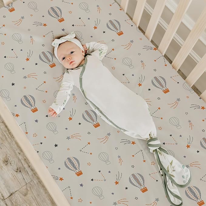 BROLEX Baby Fitted Crib Sheets: Kid Crib Sheets - Set of 2 for Toddler Standard Size Crib Mattress for Boys and Girls - Jersey Knit Crib Bed Sheets Starsmoon Balloon