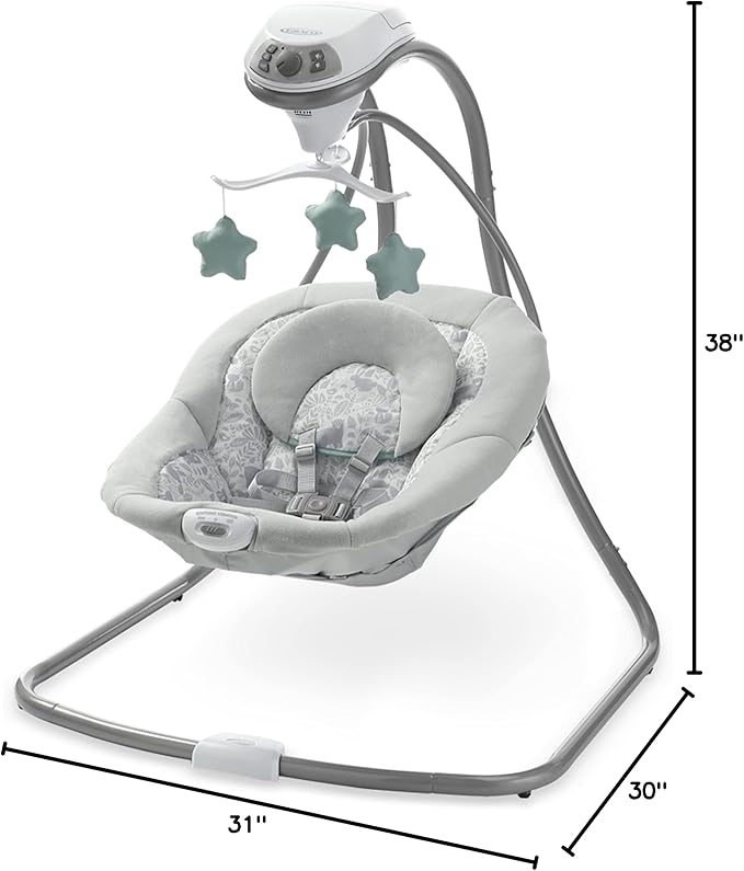 Graco Simple Sway Baby Swing, Side‑to‑Side Motion, Infant Swing with 6 Speeds, Vibration, Ivy