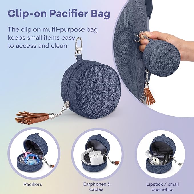 RUVALINO Diaper Bag Backpack, Multifunction Travel Pack Maternity Baby Changing Bags, Large Capacity, Waterproof, Navy Blue