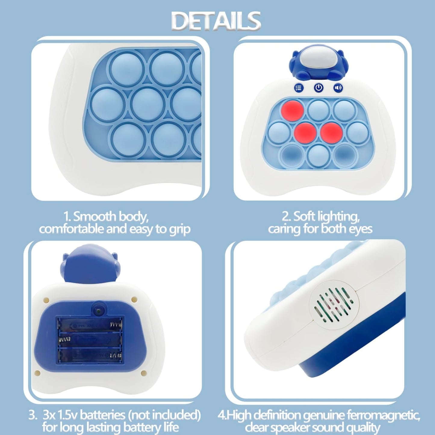 Pop Fidgets Game Toys,Handheld Speed Pushing Game Machine,Quick Push Game,Fidget Game Toy for 6 7 8 9 10 11 12 Boys Girls Teens Bear(Astronaut)