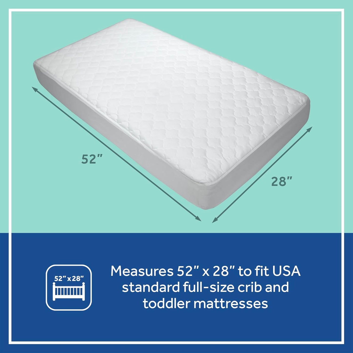 Sealy Baby 2-PACK Fitted Waterproof Infant Crib Mattress Protector Pad and Toddler Bed Cover, Durable and Comfortable Topper, Machine Washable and Dryer Friendly, 52x28”- White
