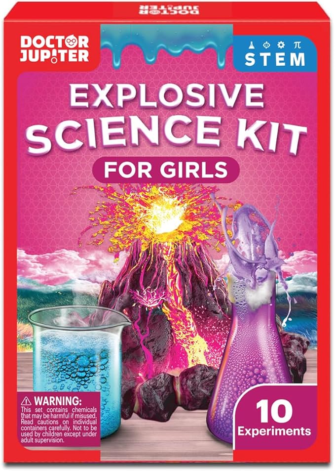 Doctor Jupiter Explosive Science Kit for Girls Ages 8-10-12-14 | Birthday Gift Ideas for 8,9,10+ Year Olds | Chemistry Set, STEM Toy Kit with 10 Experiments | Learning & Educational Projects
