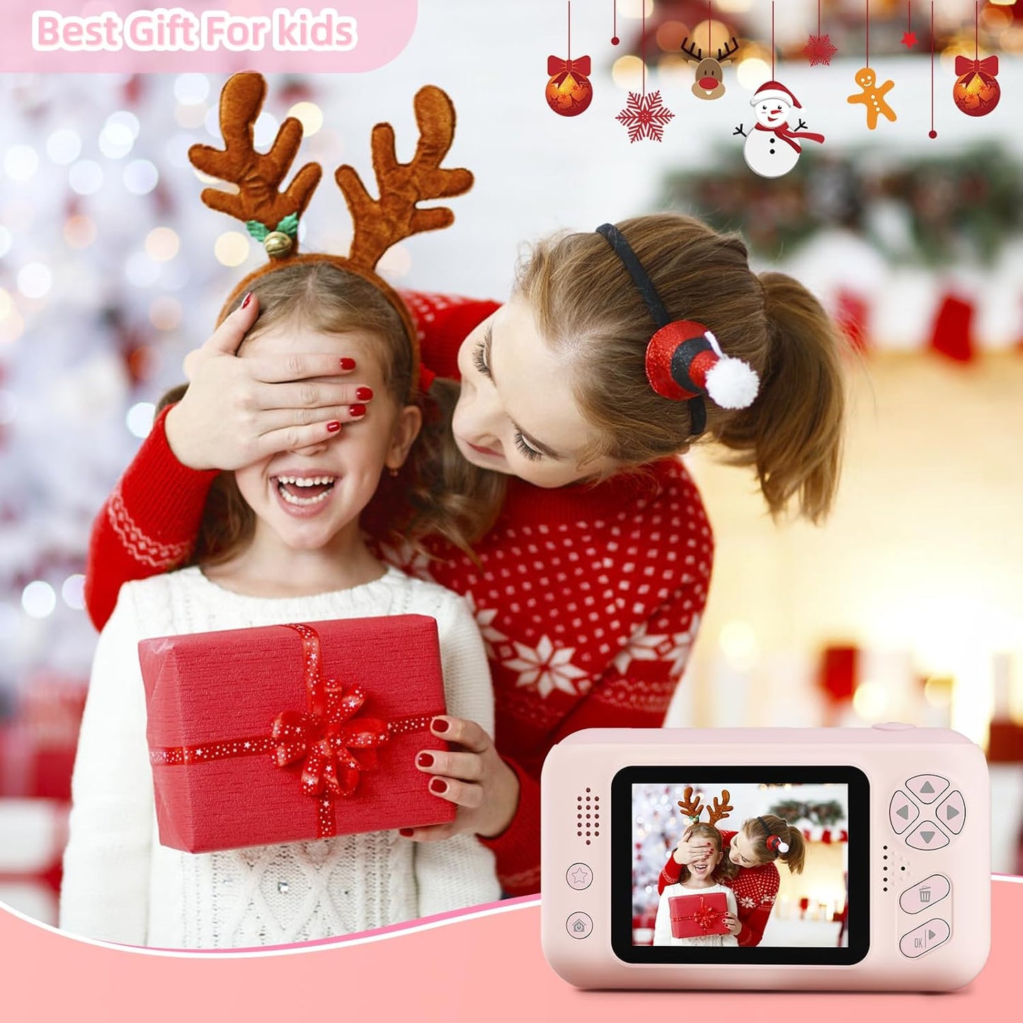 Kids Camera Girls for 3 4 5 6 7 8 9 Years Old Girls,1080P HD Video Selfie Camera with 32G SD Card Kids Digital Camera Toys for Toddler Birthday Gifts Pink