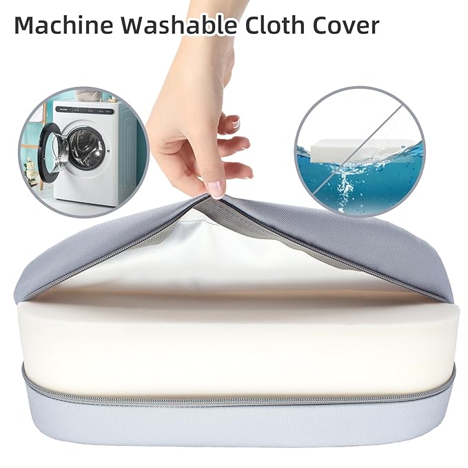 Toddler Booster Seat for Dining Table, Portable Kids Booster Seat with Safety Buckles Portable Increasing Booster Cushion with Non-Slip Bottom (Light Gray)