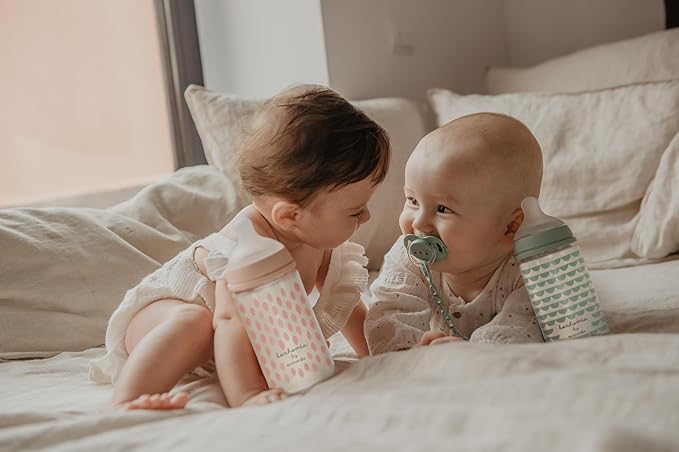 Suavinex Bonhomia Glass Baby Bottle with SX PRO Silicone Nipple, Anti Colic Baby Bottles, Baby Bottles for Breastfed Babies, Slow Flow, 0mo, 4oz, Pink