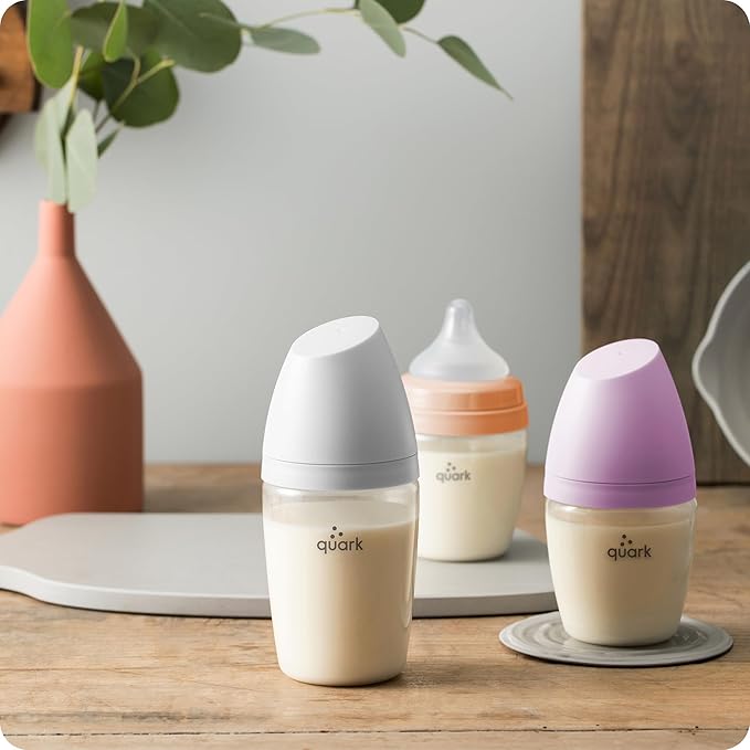 BuubiBottle Mini Slow Flow Bottle for Newborn Babies by Quark - with Anti-Colic RealFeel Nipple to Simulate Breastfeeding - BPA-Free, PVC-Free, Toxin-Free - 5 Oz Bottle with Lid, 2 Pack - Orange