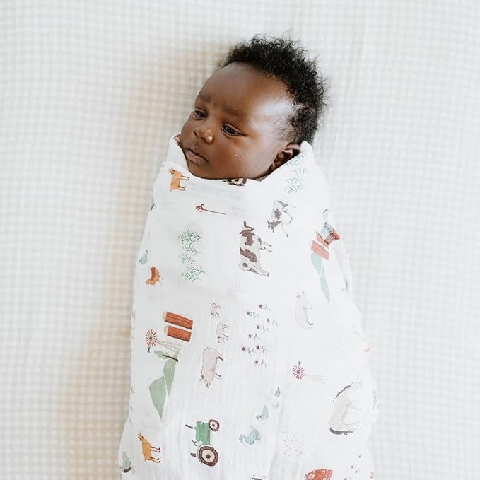 Little Unicorn Premium Crib Sheet | Breathable & Super-Soft Muslin Fabric (Tan Gingham)