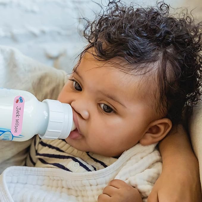 Name Labels for Kids Stuff, Waterproof Daycare Labels for Baby Bottles, 128 PCS Water Bottle Label, Name Tags Stickers for School Supplies, Daycare Essentials, Self-Laminating, Dishwasher Safe