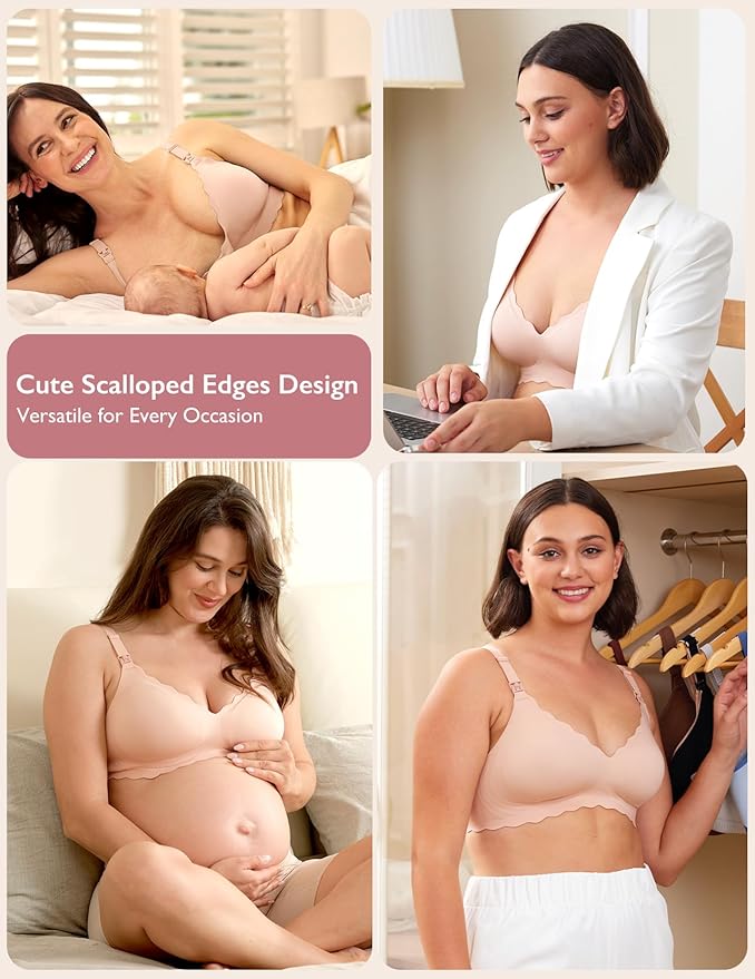 Momcozy Nursing Bras for Breastfeeding, Seamless Pregnancy Maternity Bra Wireless Classic Jelly Strip Support Nursing Bra